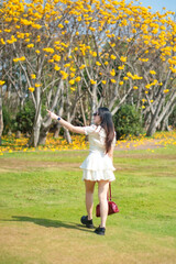 little girl walking in the park