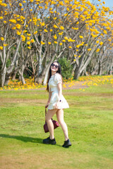 little girl walking in the park