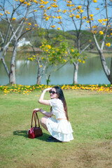 little girl walking in the park