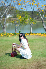 little girl walking in the park