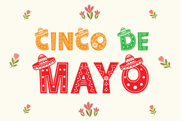 Cinco de Mayo text illustration flat vector.