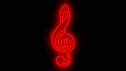 発光する音符（ト音記号）の3Dイラスト