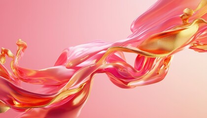 Fototapeta premium Pink and gold liquid swirl, abstract flowing design. Elegant, luxurious feel