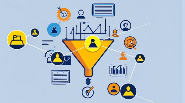 Conversion Funnel Concept Animation for Business Strategy and Marketing Success