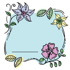 Flowers line art frame design. Smooth color of flower frame.