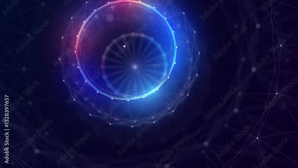 Poster dynamic 3d visual effect with color glow. 3d animation background.