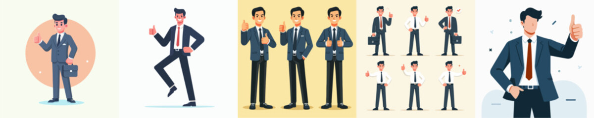 Career man with thumb vector set image