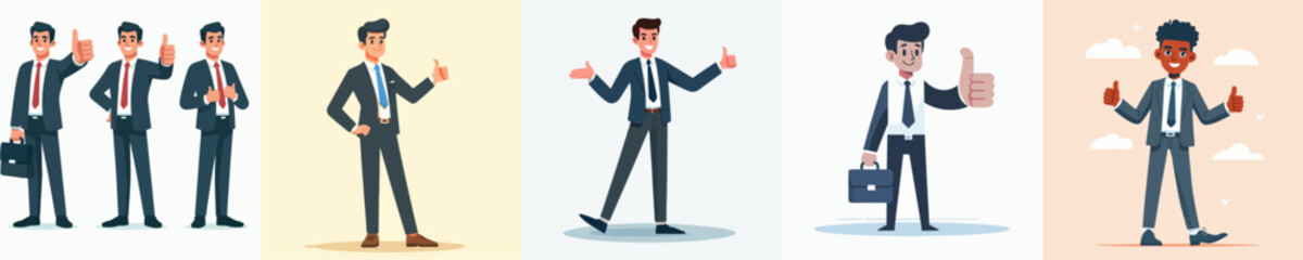 Fototapeta premium Career man with thumb vector set image