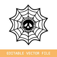 Skull and Spider Web Design