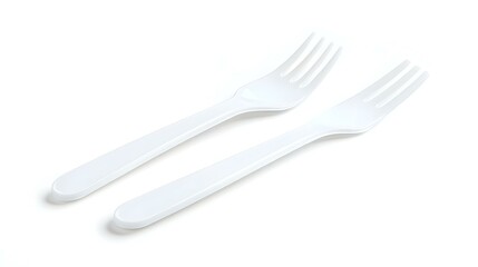 Plastic knife and fork isolated on white