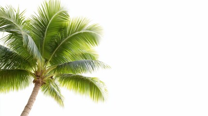 Lush green palm tree isolated on white background