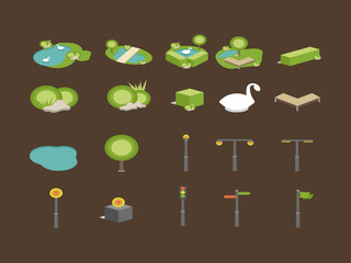 3D Isometric City Traffic and Street Element