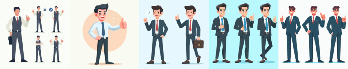 Obraz premium Career man with thumb vector set image