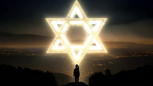 Lighting in the Sky Star of David. Minimalistic style