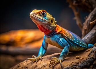 Fototapeta premium Steppe Agama Lizard Ambush Hunting Insects Close Up Wildlife Photography