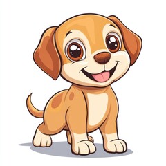 Obraz premium A cheerful cartoon puppy standing and smiling with happy expression