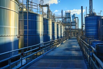 Obraz premium Industrial storage tanks lined up i