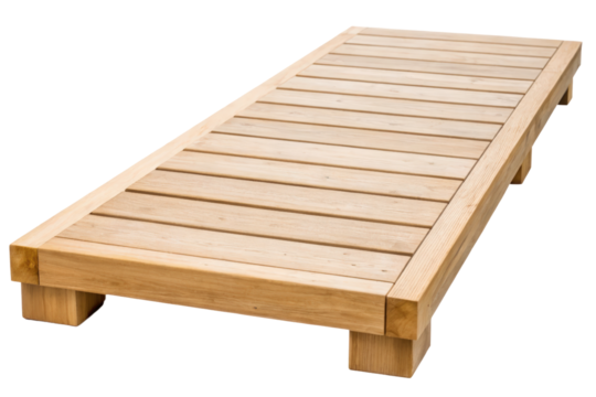 Long wooden platform isolated with transparent background
