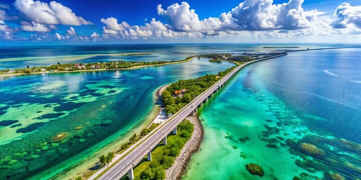 Stunning Aerial 4K UHD Drone Footage: Highway 1, Florida Keys, Turquoise Ocean, Coral Reef Islands