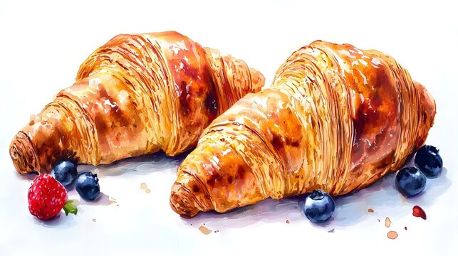 Crossaint on white background