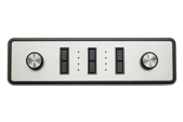 Stainless steel control panel isolated with transparent background