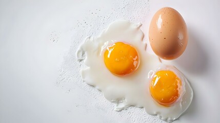 Raw chicken eggs on white background