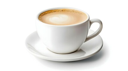 white cup of coffee isolated on the white