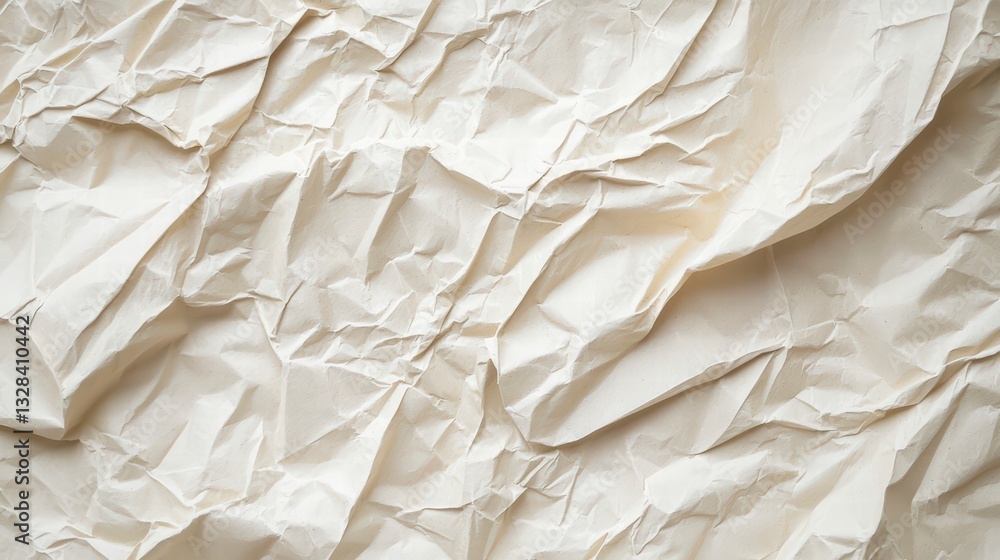 Poster textured elegance: a macro shot highlighting the subtle textures and intricate folds of crumpled pap