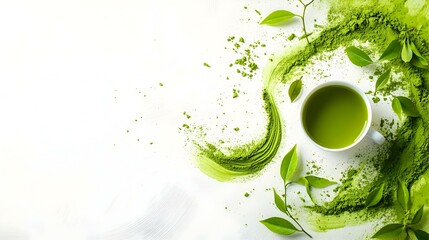 Generative AI Heap of matcha green tea powder
