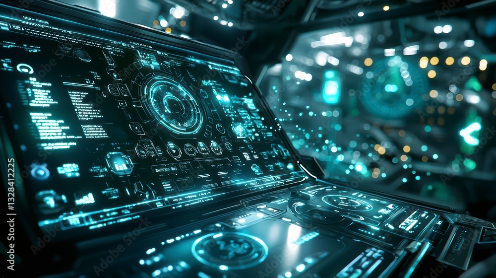 Poster digital cockpit's technological canvas: explore the mesmerizing depths of a digital cockpit, where a