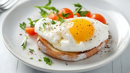 Poached egg isolated on white background