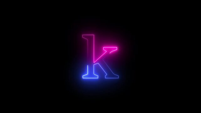 Animated neon letter K on a black background.