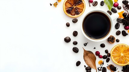 Obraz premium Black coffee in cup isolated on white