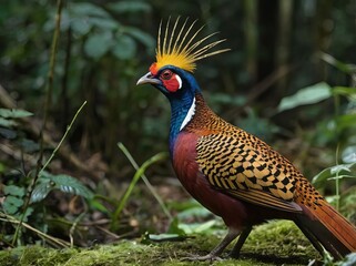 Fototapeta premium Hoogerwerf’s Pheasant (Lophura hoogerwerfi) – A rare pheasant species found in the forests of Sumatra.