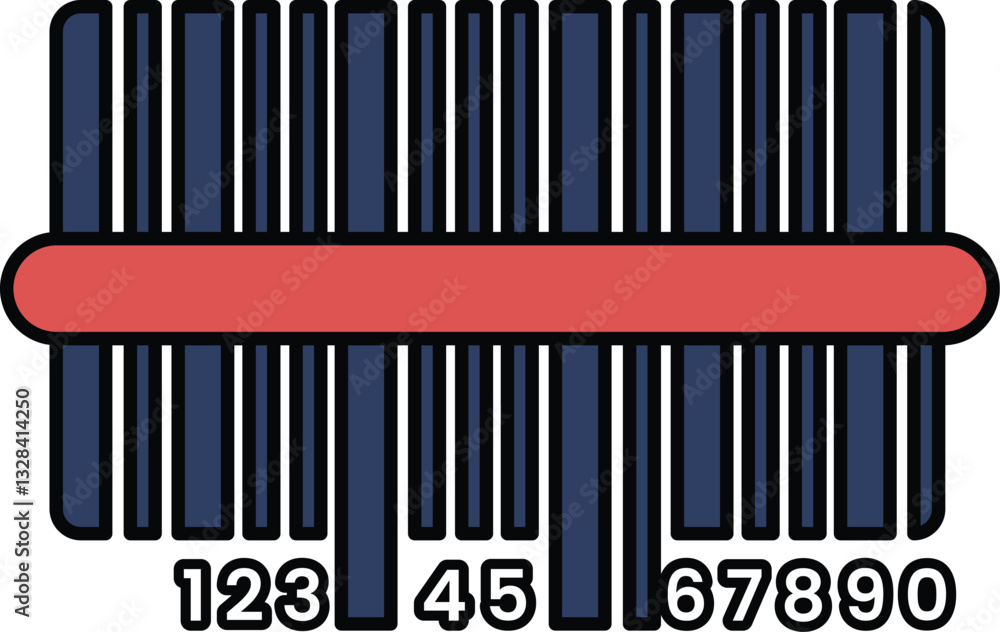 Poster a barcode with numbers 1 through 9 and a red stripe