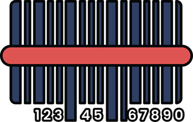 A barcode with numbers 1 through 9 and a red stripe
