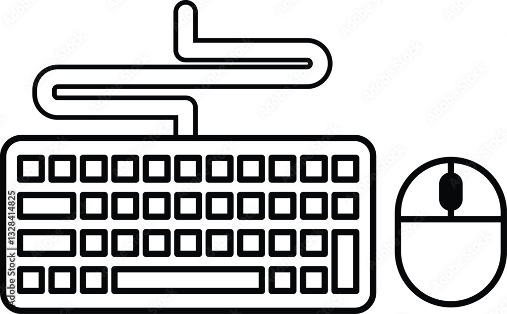 Poster keyboard and a computer mouse are shown side by side