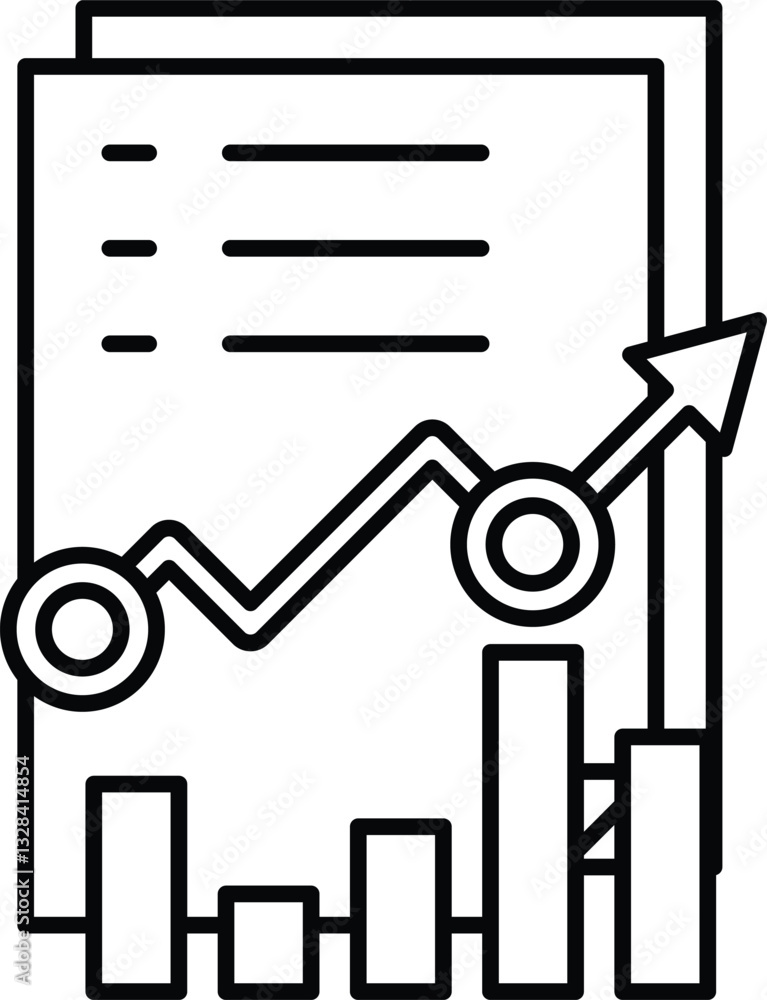 Poster graph with a arrow pointing upwards is on a piece of paper