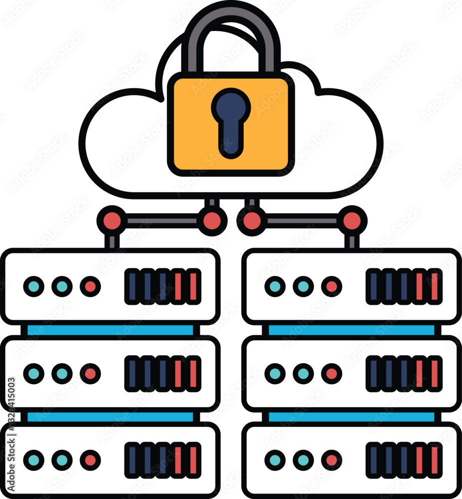 Poster cloud with a lock on it. the lock is on the cloud and it is surrounded by other clouds