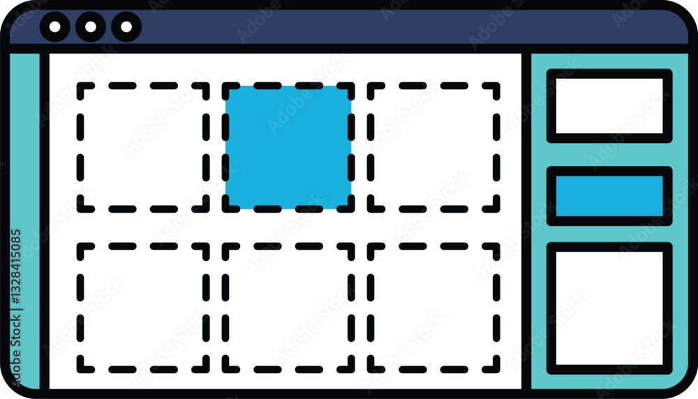 Poster a computer monitor with a blue square in the middle of it