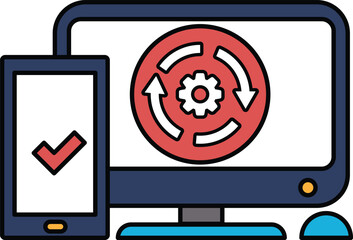 A computer monitor and a cell phone are displayed side by side