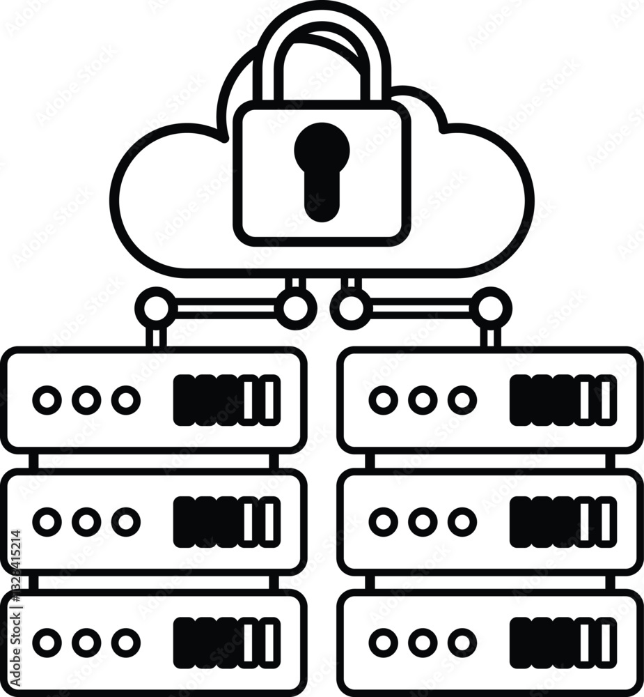 Poster cloud with a lock on it. the lock is on the cloud and it is surrounded by other clouds