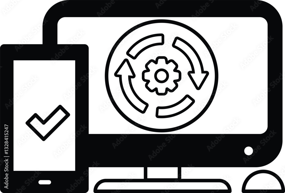 Poster computer monitor and a cell phone are displayed side by side