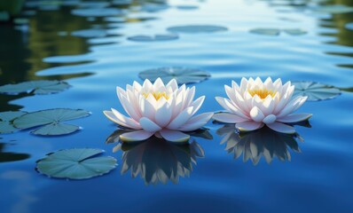 Two beautiful water lilies blooming