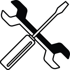 wrench and a screwdriver are shown together