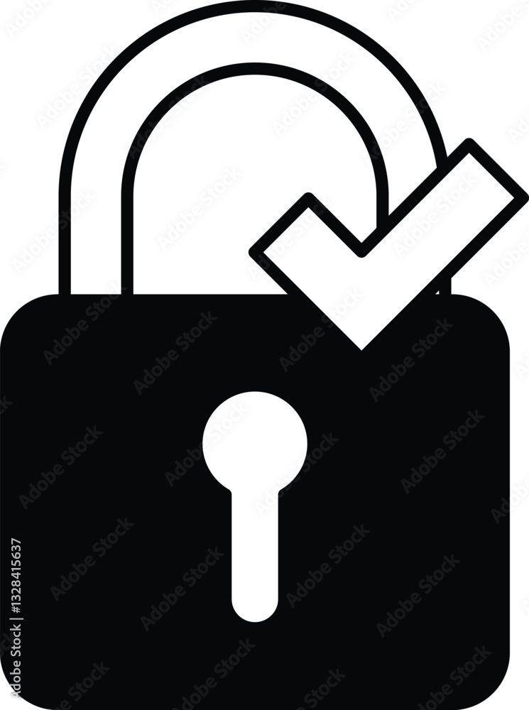 Poster lock with a key and a check mark