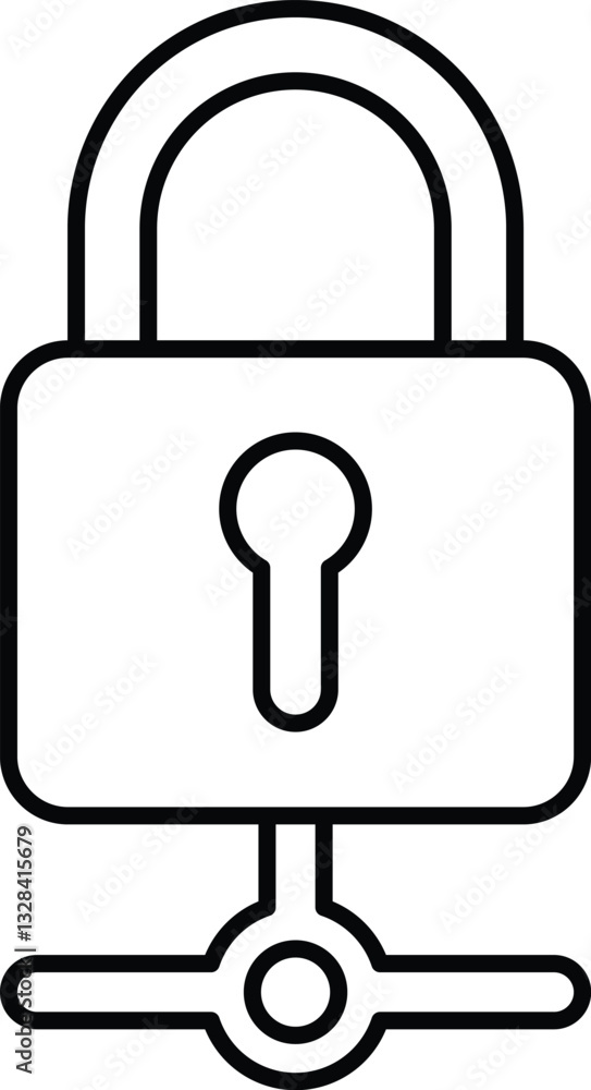 Poster lock with a keyhole in line art style