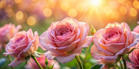 Summer Rose Silhouette Close-up: Blurred Background, Product Demo Banner