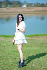 young woman in a field