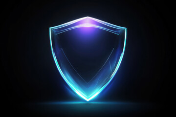 Security concept. Glowing shield icon. Modern futuristic technology background